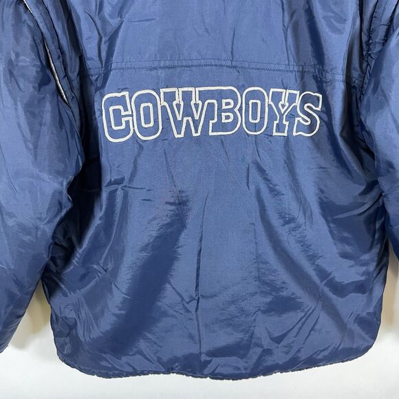 VTG 90s Dallas Cowboys Puma Half Zip Jacket Youth Large Blue Removable Sleeves - Picture 13 of 15